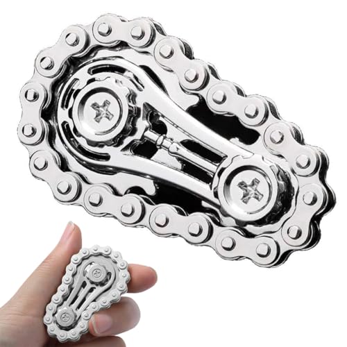 GNALIA 1 Pièce Hand Spinners Chaîne Métal Jouet Rotation Flippy Design 2 Engrenages Soulagement...