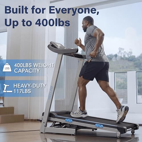 WELLFIT Home Treadmill with 15% Auto Incline,4.0HP Foldable Treadmill with 400LBS Weight Capacity, 1.0-8.7MPH, 18 * 43" Large Running Belt, 45dB Motorized Treadmill Cardio Training, 95% Pre-Installed - Image 6
