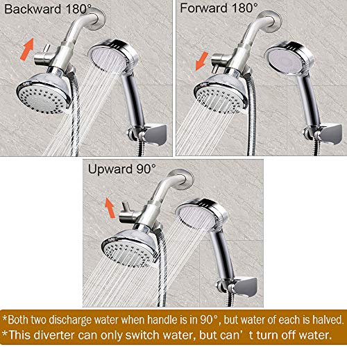 Stainless Steel Shower Arm Diverter 3 Way, G1/2 Universal Shower Head Diverter Valve for Hand Held Shower and Fixed Spray Head, Brushed Nickel
