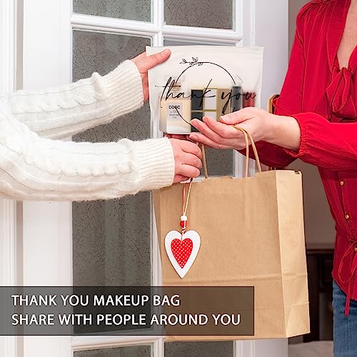 Ireer 100 Pcs Thank You Gift Makeup Bags EVA Clear Cosmetic Bag with Zipper Mini Makeup Thank You Toiletry Cosmetics Bulk Gifts for Women Birthday Daughter Sister(Clear)3