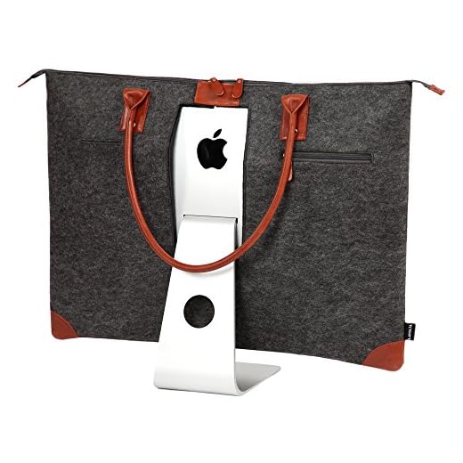 Lavolta Sacoche de Transport pour iMac 27 Pouces - Cuir & Feutre Sac à Main Fait Main pour Apple iMac 27" Retina 5K & 27" Thunderbolt Display - avec Poches pour iMac Accessoires