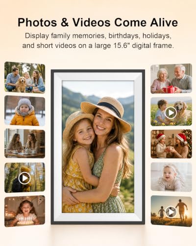 Image of Frameo 15.6 Inch Smart WiFi Digital Picture Frame | 1080P HD IPS Touch Screen Digital Photo Frame, Wall Mountable, Instantly Share Photos & Videos via Frameo App from Anywhere
