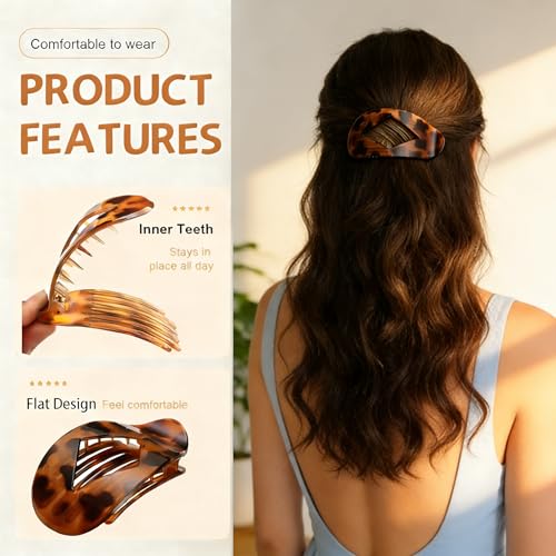 Set 8 Pinzas Planas para Cabello Mujer 4.2 Pulg miniatura 3