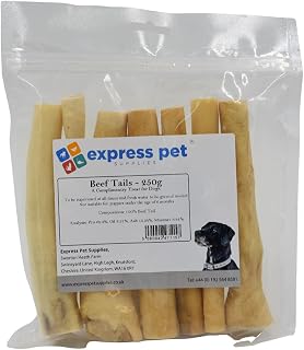 Express Pet Supplies 250g (5-8 Tails) 6 Inch Beef Bull Cow Tails Hypoallergenic Dog Treat Chew Low Odour Like Pizzle