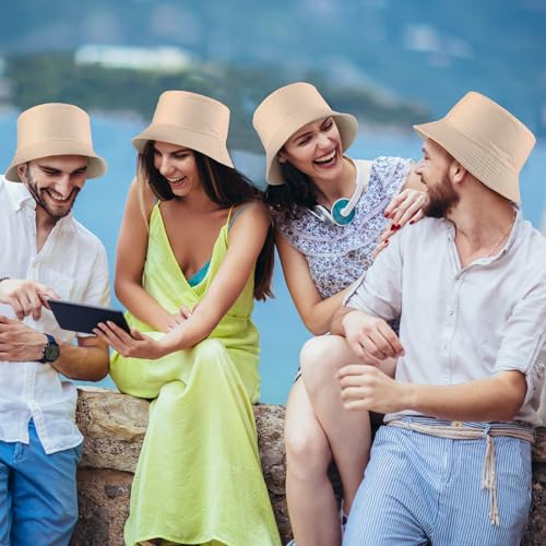 Image of 36 /24 /12 Pcs Bucket Hats for Men Women Bulk Cotton Fishing Cap UV Protection Beach Foldable Solid Color Sun Cap