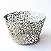 Gospire 50 pcs Pearl Lace Filigree Wedding Cupcake Wrapper Baking Cake Cups Wraps Party Decoration Laser Cut Silver Gray