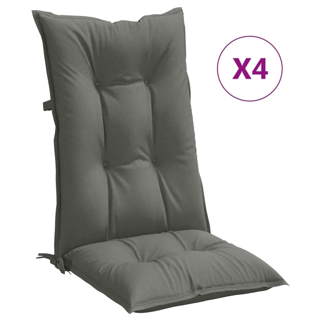 ShGaxin Cojines para Silla Respaldo Alto 4 uds Tela Gris Oscuro Melange, Cojines para Butacas De Jardin, Cojines Sillas Cocina, Cojines para Sillas De Terraza, Cojin Silla Exterior - 4002350