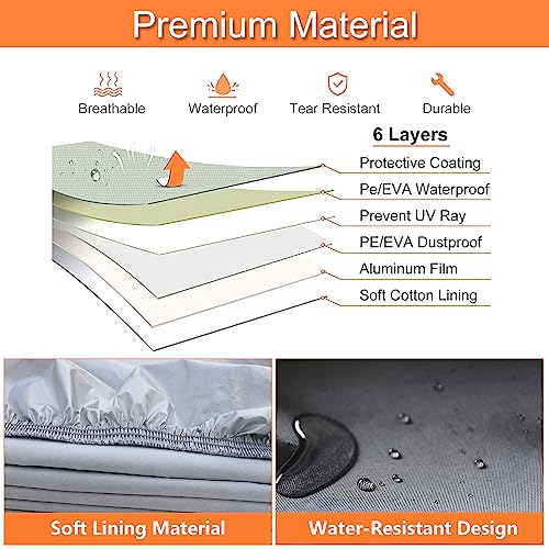 Image of Car Cover Waterproof All Weather 6 Layers, Outdoor Car Covers for Automobiles with Zipper Door, Hail UV Snow Wind Protection, Car Cover Fit Sedan-Length (180 inch to 190 inch)
