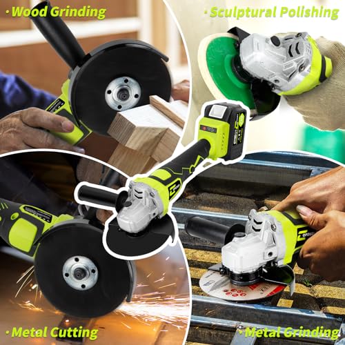 Copduzi 5 Inch Cordless Angle Grinder,10000Rpm Battery Powered Grinder,Metal Grinder W/ 2 * 4.0Ah Batteries And Fast Charger,Brushless Grinder W/Flap & Wool Carving & Cutting Wheel,For Flip Disk & Polishing thumb #5