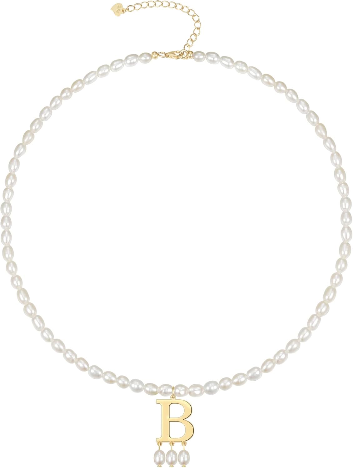 JSJOY Freshwater Pearl Necklace for Women 925 Sterling Silver Gold Initial A-Z Necklaces Anne Boleyn Necklaces Mother's Day Gifts Graduation Gifts 2026 Birthday Gift for Her