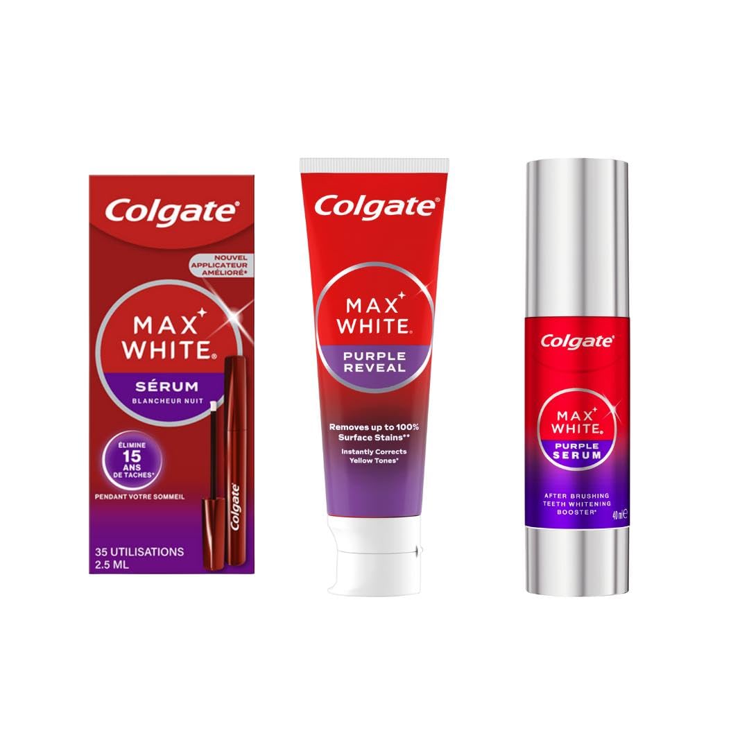 Colgate - Routine Blancheur Purple - Toner 40 ml - Siero Night Max White - 2,5 ml - Dentifricio 75 ml