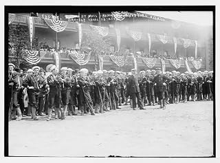 HistoricalFindings Photo: Brooklyn Naval Reserve at Mass,Brooklyn Navy Yard,N.Y.,New York,1908,US Flags