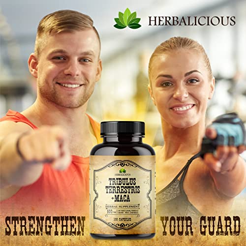 Tribulus Terrestris For Men With Maca Root – Maca Root Capsules For Men – All Natural Non Gmo Dietary Supplement – Standardized Extract – Promotes Energy And Vitality - 100 Capsules #TOP6