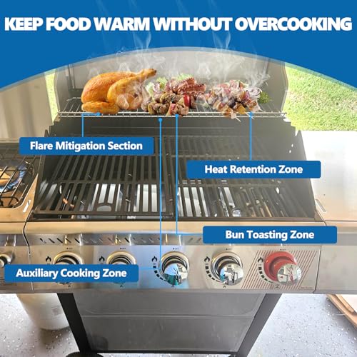 Image of SafBbcue Grill Warming Rack for Royal Gourmet GA5401T, Stainless Steel Grill Upper Rack for Royal 5 Burner Gourmet, Replacement Parts for Royal Gourmet Propane Gas Grills