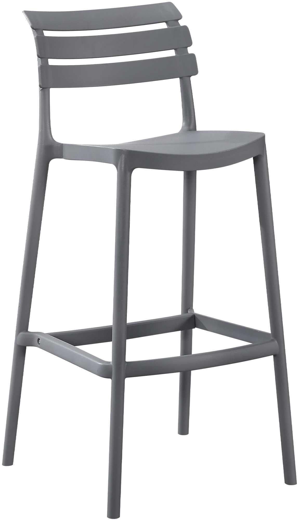 CLP Sgabello Alto con Schienale Rafan, Sgabello da Esterno in Plastica Resistente UV, 150 kg, Grigio Scuro