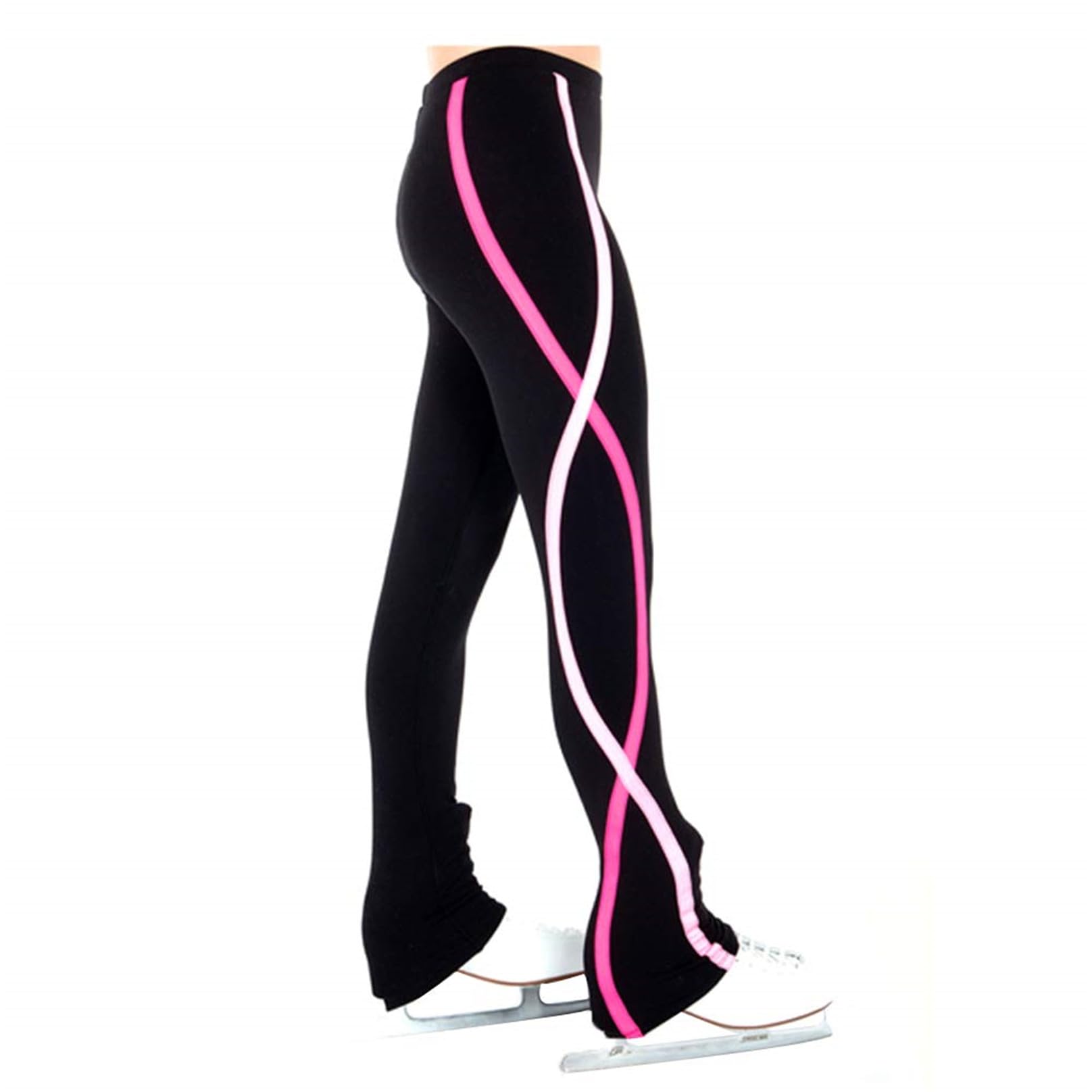 Pantalon de Patinage Artistique pour Enfant et Adulte Legging Collants avec Doublure Polaire Polaire Polaire Skate Training Collant Vêtements de Sport Vêtements de Sport,Rose,S
