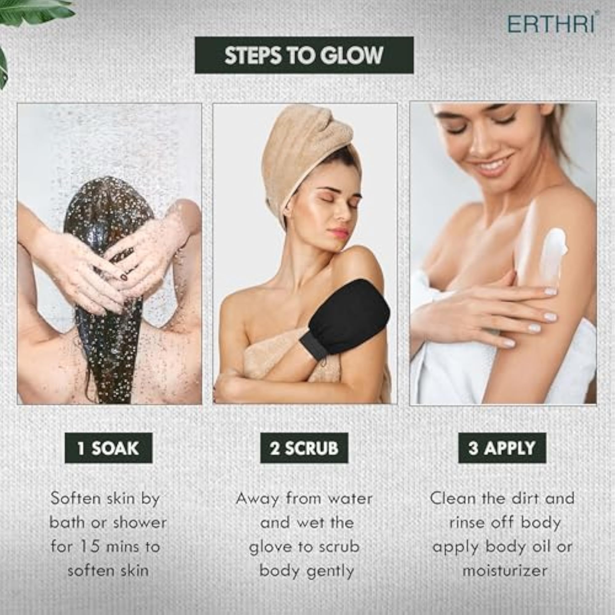 Body Exfoliating Gloves, Pack of 2, Bathing Gloves for Tan Removal
