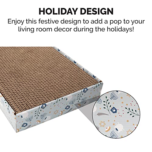 Image of Furhaven Holiday Classic Reversible Corrugated Cat Scratcher Pad w / Catnip - Hanukkah Print, One Size