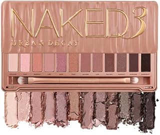 URBAN DECAY Naked3 Eyeshadow Palette, 12 Versatile Rosy Neutral Shades for Every Day - Ultra-Blendable, Rich Colors with Velvety Texture - Set Includes Mirror & Double-Ended Makeup Brush