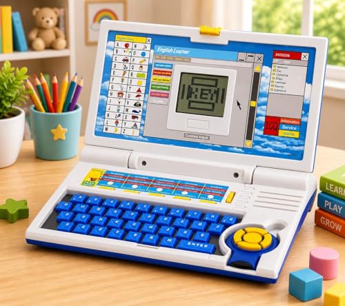 Image of Educational Kids Laptop Toy with Mouse,20 Learning Activities Computer for Kids 2-5 Years,ABC Alphabet Words Mathematics Music Logic Memory Tool Quiz Game Learning Machine for Boys Girls, Blue