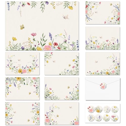 Ojustbeok OK0213 50Pcs Wildflowers Greeting Cards Bulk Floral Blank Cards Set cover