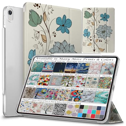 Image of DuraSafe Cases for iPad mini 6 8.3 Inch 2021 [ Mini 6th Gen ] A2567 A2568 A2569 MK7M3HN /A MLWL3HN /A MK7R3HN /A MK7P3HN /A Trifold Printed Hard Smart PC Transparent Back Cover - Watercolor Flowers