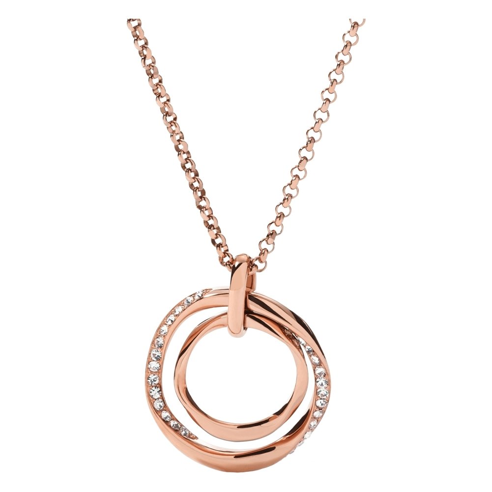 Fossil Damen Halskette aus Edelstahl mit Twist-Anhänger