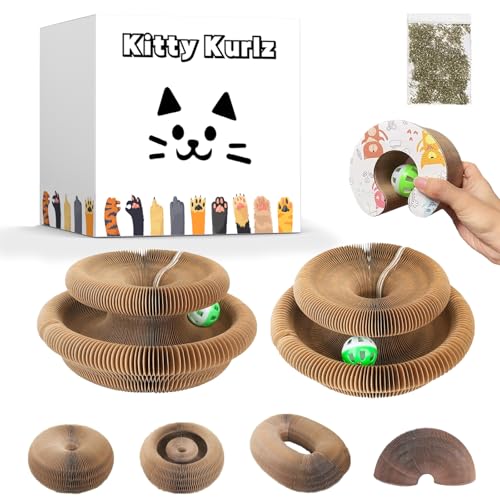 Kitty Kurlz Cat Toy Reversible Infinity Style Magic Organ Cat Toy Made from Recycled Corrugated Cardboard Long Lasting (C-Shaped2pcs).