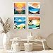 AOSGEDY 4 Pack Paint by Numbers for Adults and Kids Beginner，Landscape-Beach DIY Acrylic Painting Paint by Numbers Kits on Canvas for Kids Ages 4-8-12 Perfect for Home Wall Decor(8x8in)