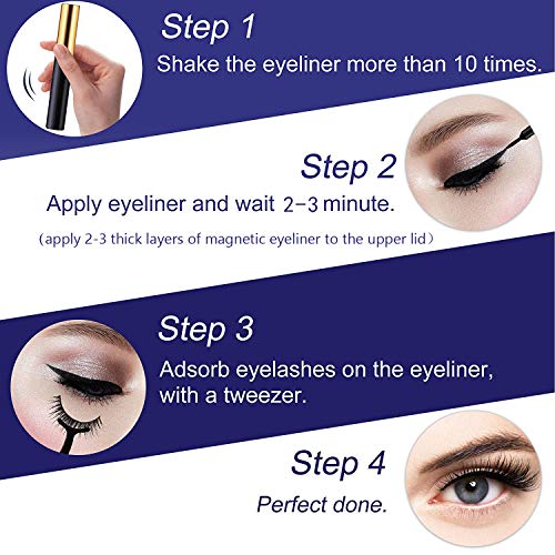 Magnetic Eyelashes with Eyeliner Kit, 10 Pairs Reusable Magnetic Eyelashes, Upgraded Natural Look False Lashes with Tweezers and Eyeliner - No Glue Needed - Thumbnail 6