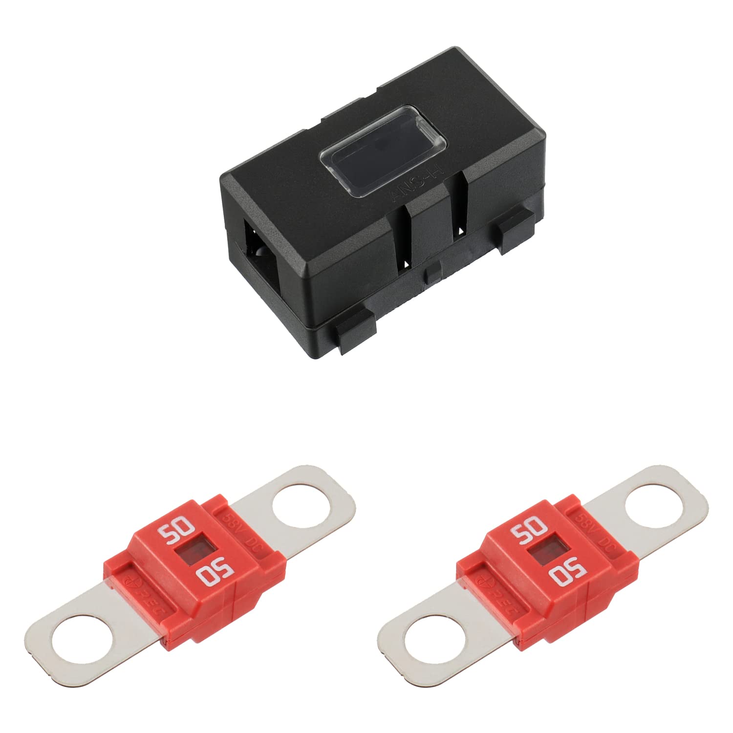SIGANDG ANS Car Fuse Holder and 2pcs High Current Bolt-On Midi Fuses for Cars Trucks Vehicles50A Amps
