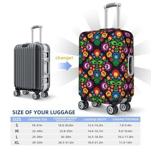 Traditional Floral Polish Print Luggage Covers For Suitcase,Elastic Washable & Stretchable Suitcase Covers For Luggage, Anti-Scratch - Fits 18-32 Inch Luggage-No Luggage Included4