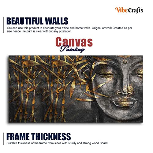 Image of VIBECRAFTS Canvas Paintings for Living Room Drawing Room Gautam Buddha Sculpture Canvas Wall Painting Fitted With Wooden Frame For Home | Office | Living Room | Gift (PTVCH 2498)