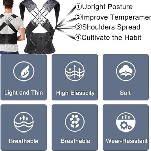 HEVIR Back Brace Belt | Back Posture Corrector Pain Relief | Shoulder & Back Support Belt | Spine Straightener Brace | Universal Size for Men and Women 4