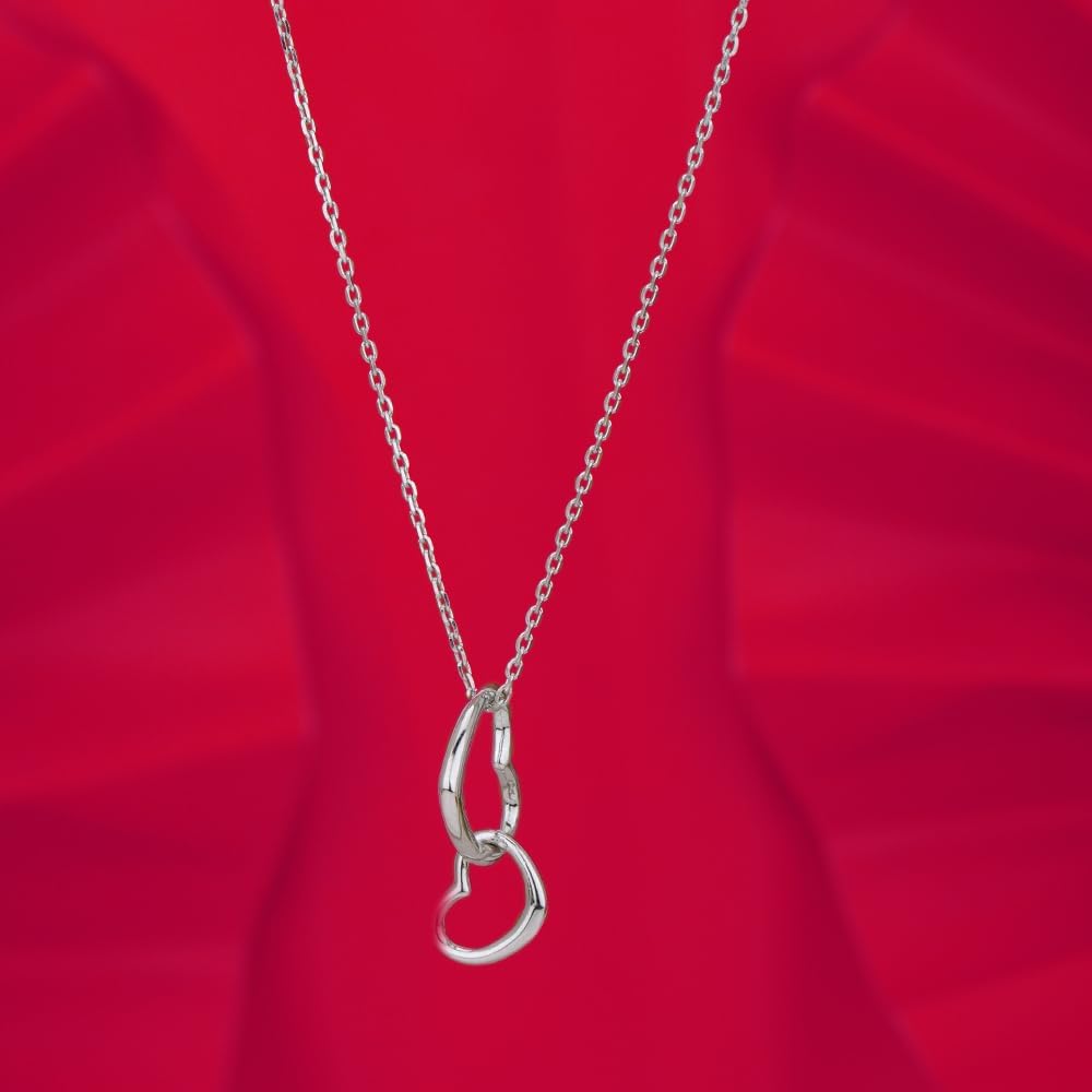 Vanbelle Sterling Silver Jewelry - Rhodium Plated with 925 Stamp - Entangled Couple Hearts Pendant-Necklace for Women - 16.5" long + 2" Extender - Valentine's Collection Necklace - Image 8