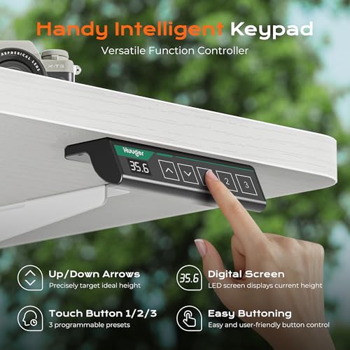 Image of Huuger 78.7'' x 29.5'' Large Electric Standing Desk, Height Adjustable Computer Desk, 29.5 inch Deep Desktop, Stand up Gaming Office Desk with 2 Hooks, 3 Preset Heights, for Home Office, White