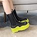 SANIOOOI Women Platform Chelsea Bootie,Fashion Mid Calf Boots Chunky Double Heel Round Toe Slip on Thick Sole (Yellow,9)