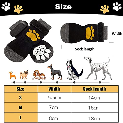 Ewolee Dog Socks, 3 Pairs Anti-Slip Dog Socks Dog Walking Socks, Dog Cat Paw Protectors with Rubber Bottom and Adjustable Straps, Traction Control for Pet Indoor Wear (L) - Image 2