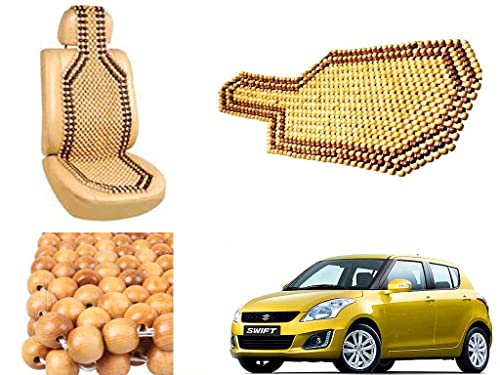Image of Car Bead Seat Wooden Beads Cushion Cover Pad for Maruti Suzuki Swift Type 4, Acupressure Sitting Seat Cover | Cream Color - Pack of 1