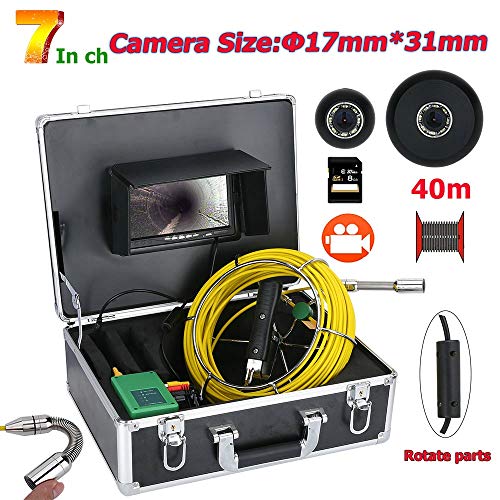 Preisvergleich Produktbild Jackeylove DVR 17MM Rohrleitungsinspektionsvideokamera, 40M Wasserdichte Abflussrohr-Kanalinspektion 1000TVL Kamera-System mit 8pcs LED-Leuchten 8GB SD-Karte
