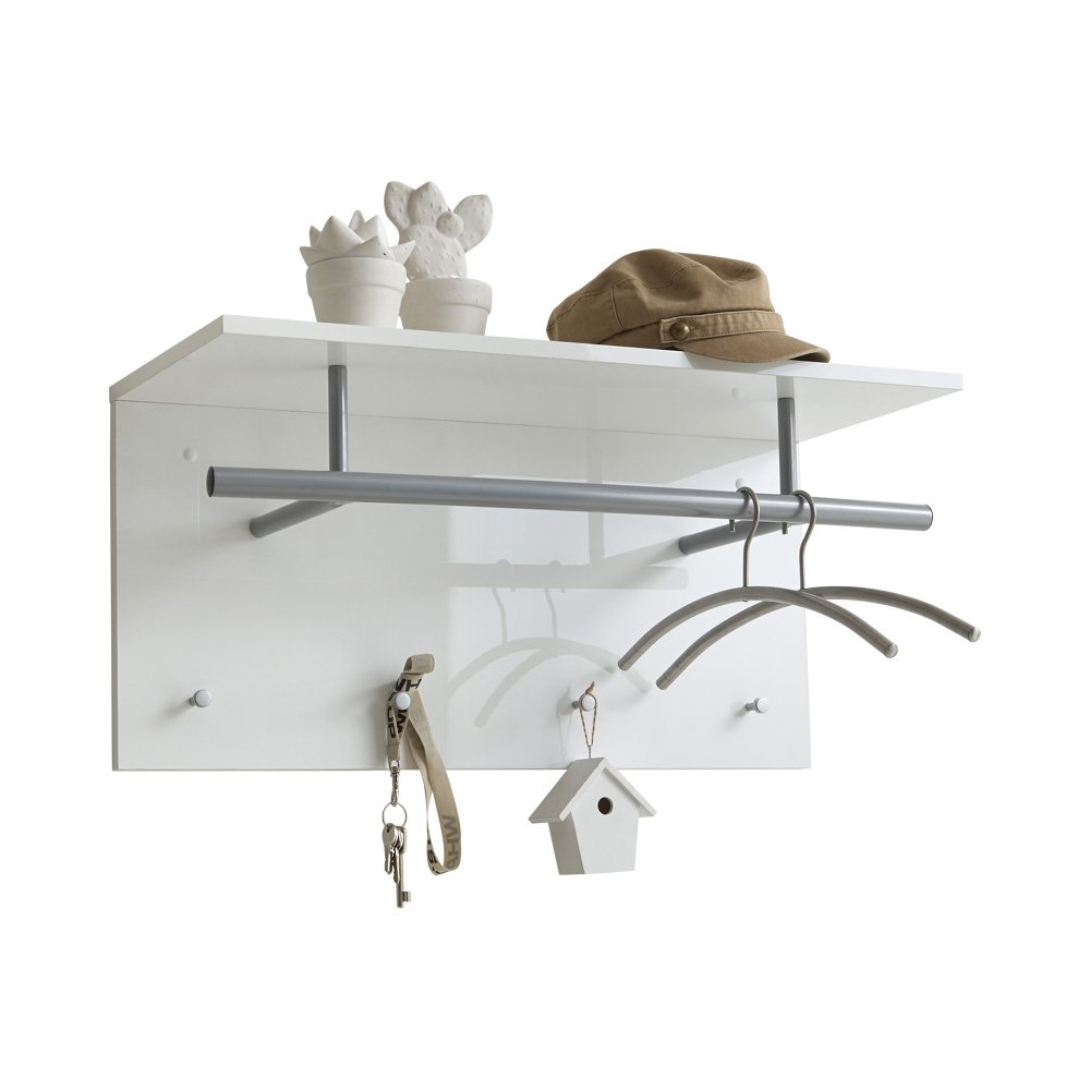 FMD Moebel Appendiabiti, Legno, Bianco Lucido, 35 x 72 x 29.3 cm