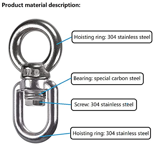 Dakzhou Bearing Swing Swivel 360° Rotary 820 lb Capacity, Safe and Reliable Suspension Connection Accessories for Swing Air Dance Hammock Chair Yoga Swing Climbing Projects