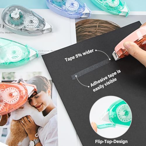 Scrapbook Tape, 6 Pack Double Sided Tape Roller for Crafts, Scrapbooking Tape, Adhesive Tape Glue Runner, Photo Tape for Scrapbooking- Glue Tape