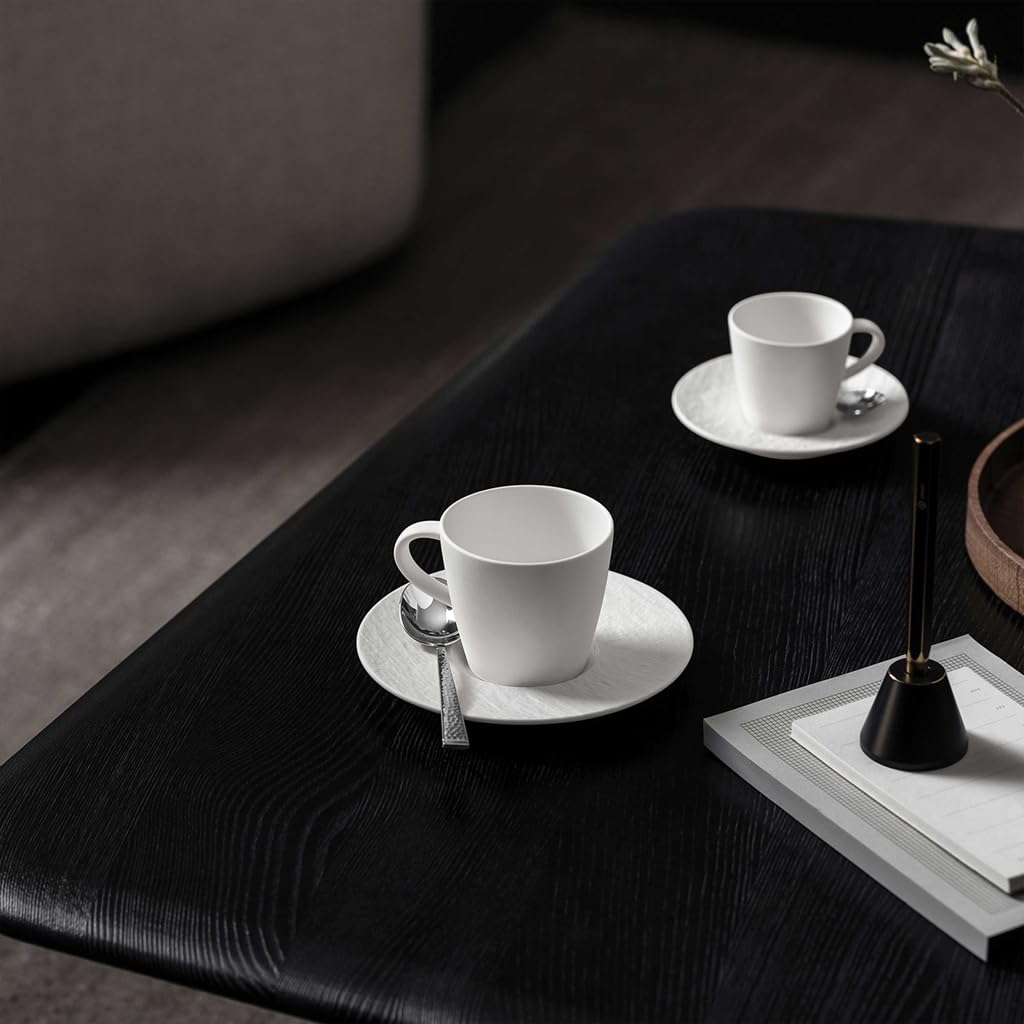 Villeroy & Boch - Manufacture set da colazione, 6 pz., set di stoviglie per 2 persone, porcellana Premium, bianco