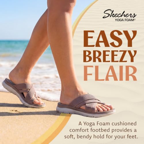 Image of Skechers Women's Summits - Fantasy Walk | Yoga Foam Cushioned Footbed, Machine Washable, Vegan, Knit Strappy Upper, Flexible Traction Outsole, Flip Flop, Thong Sandal