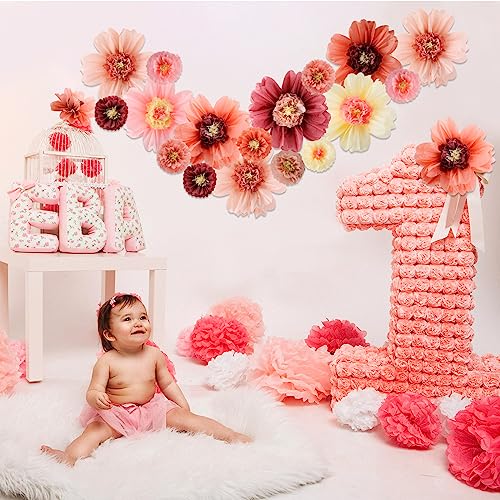 Image of Crowye 36 Pcs Large Colorful Tissue Paper Flowers Decorations Giant Fiesta Craft Crepe Paper Flowers for Wall Decor Backdrop Mexican Wedding Birthday Carnival School Party (10'' 20'',Vintage Color)