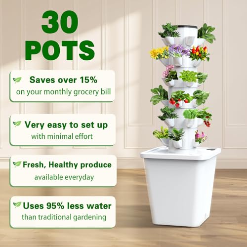 Sistema di coltivazione idroponica intelligente da giardino con 30 cialde, kit da giardino per erbe aromatiche, pompa idratante e adattatore, vasi a rete inclusi