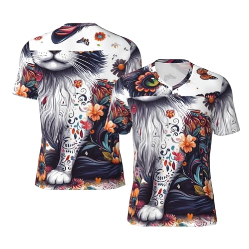 Stylish Athletic Sports Jersey Mexico-Buttefly-Cat-Floral Men's Rugby Jersey 4X-Large Black