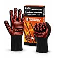 BBQ Grill Gloves, 1472°F Extreme Heat Resistant Grilling Gloves Non-Slip Oven Mitts Potholder, Perfect for Barbecue, Cooking, Baking, Fireplace, Smoker - 2 Pair