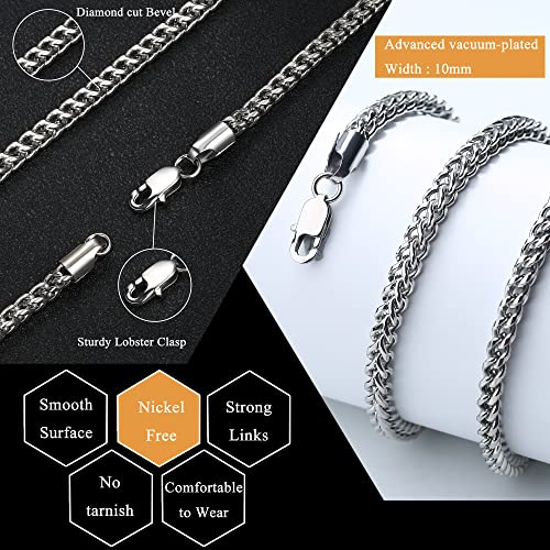Fibo Steel Stainless Steel Wheat Chain Necklace For Men Women Necklace Bracelet Jewelry Set 5Mm In Width, 22" 8.5" #TOP1
